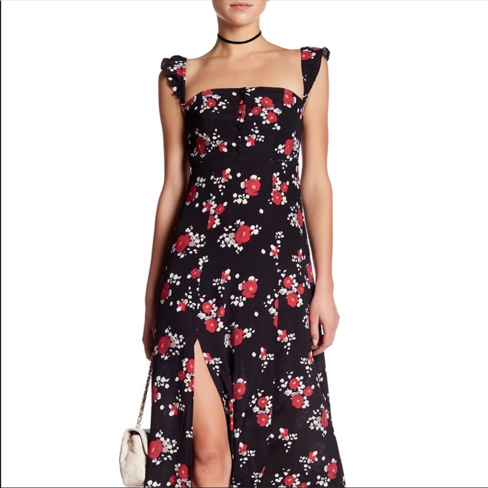 Flynn Skye Bardot Dress Black, Red & White Floral